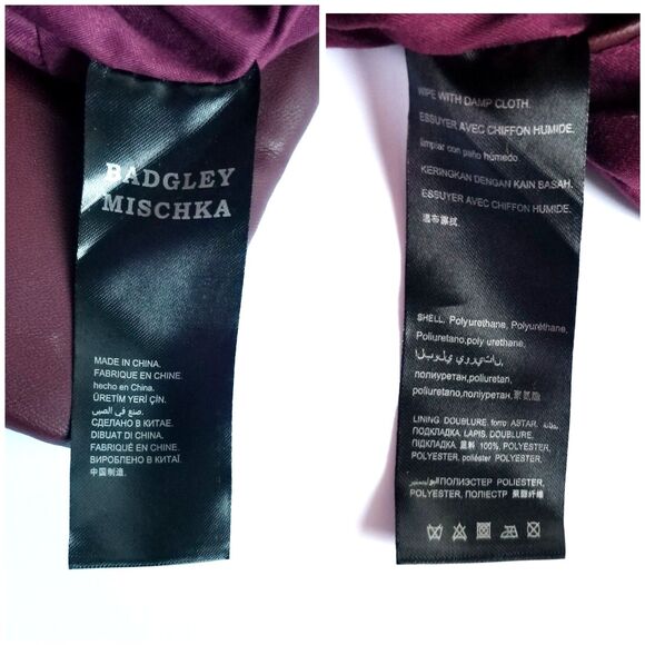 BADGLEY MISCHKA Burgundy Mini Quilted Messenger Bag Vegan Leather Plum - Picture 10 of 13